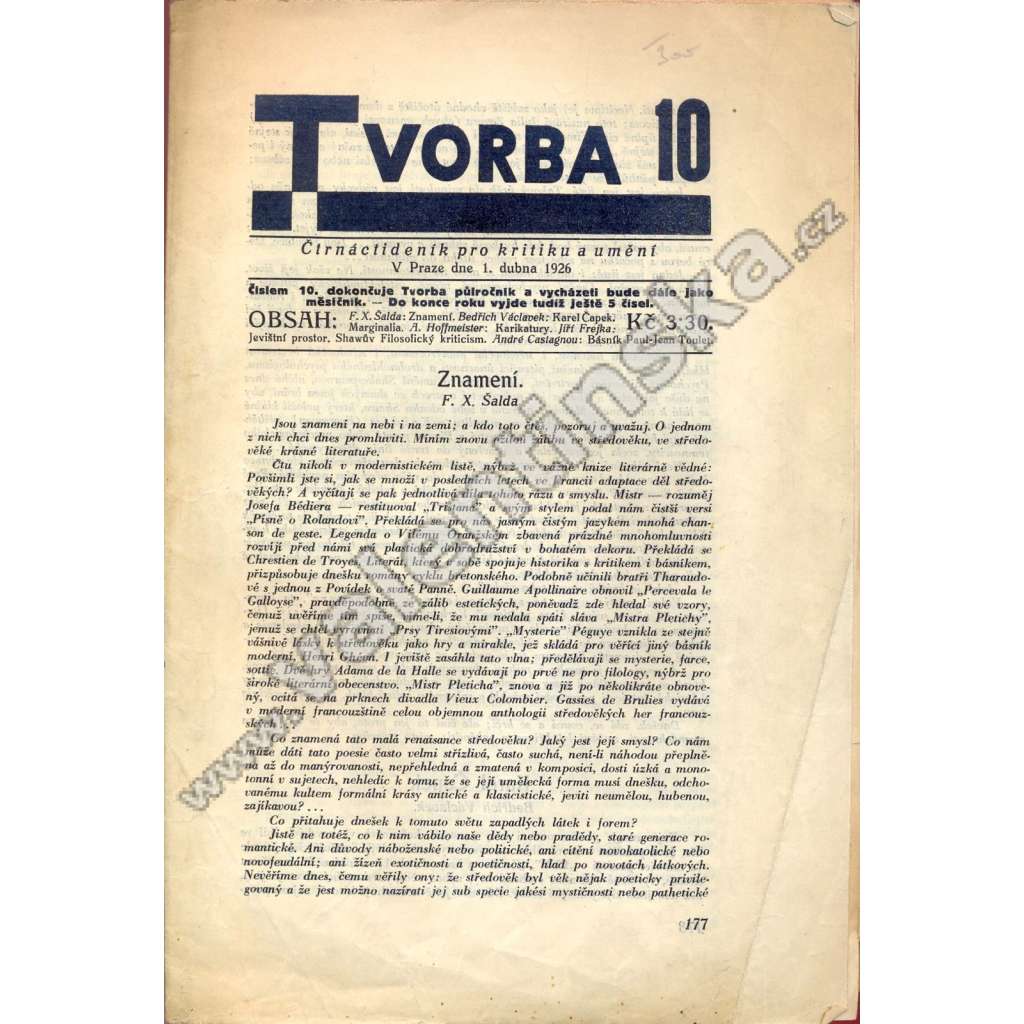 Tvorba, 10/1926