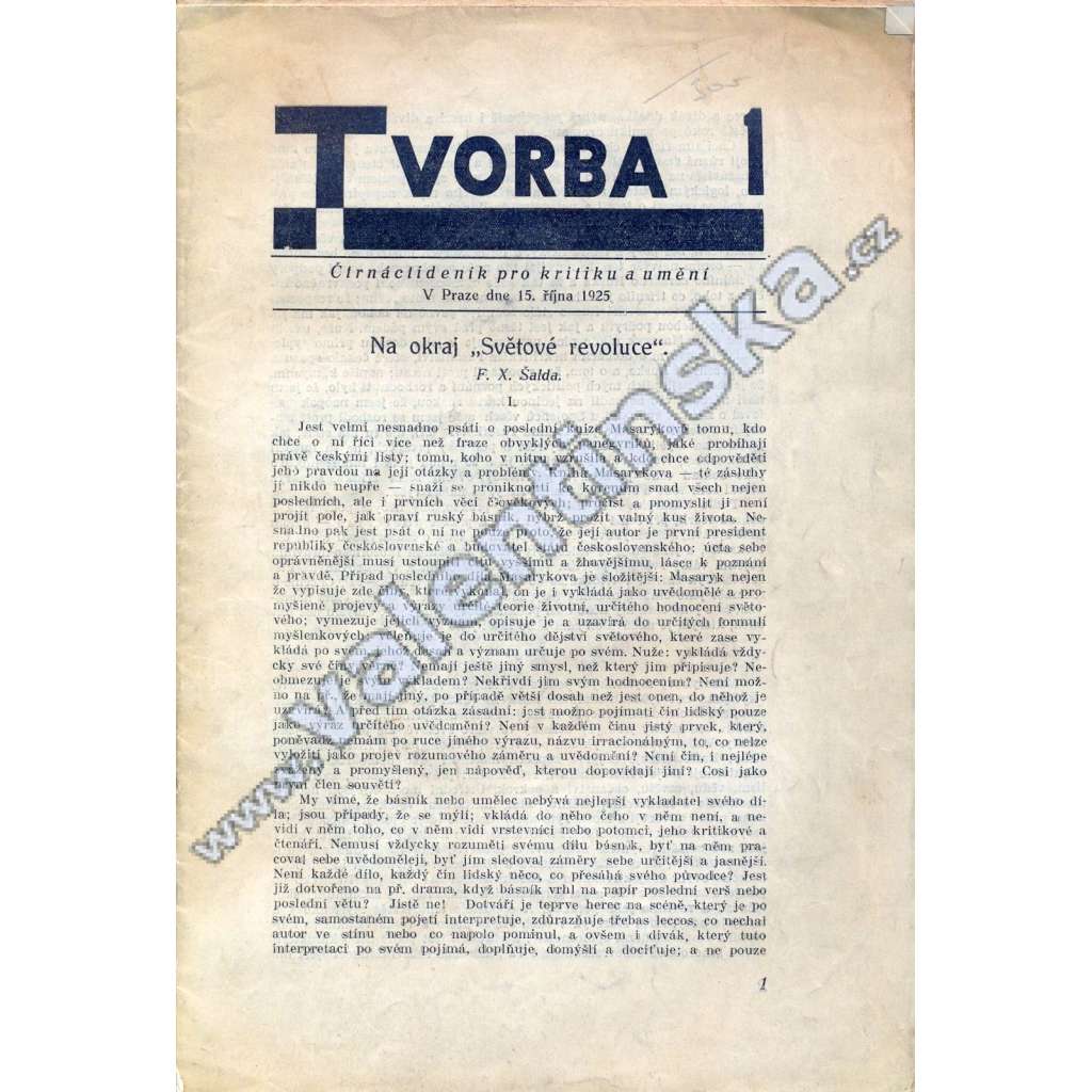 Tvorba, 1/1925