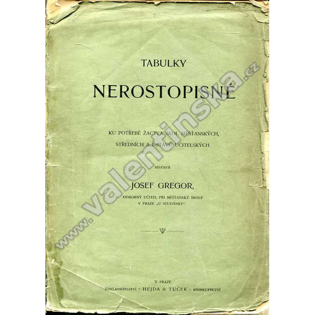 Tabulky nerostopisné