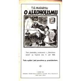 O alkoholismu (Tomáš G. Masaryk, alkoholismus, přednáška - Vsetín)