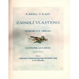 Zapadlí vlastenci. Pohorský obraz (román, Podkrkonoší; ilustrace Adolf Kašpar; polokožená vazba - vazba kůže)