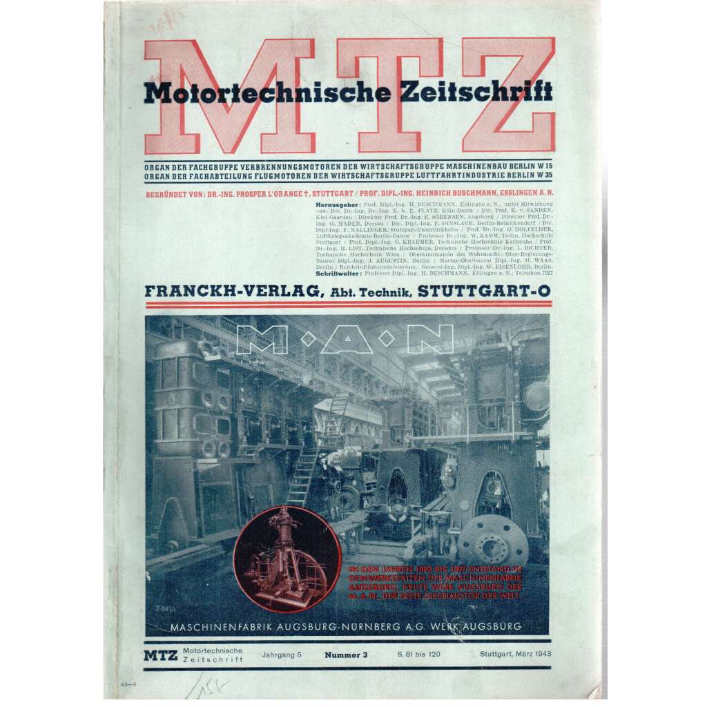 MTZ Motortechnische Zeitschrift [časopis pro motoristy; ročník 5, číslo 3, březen 1943]