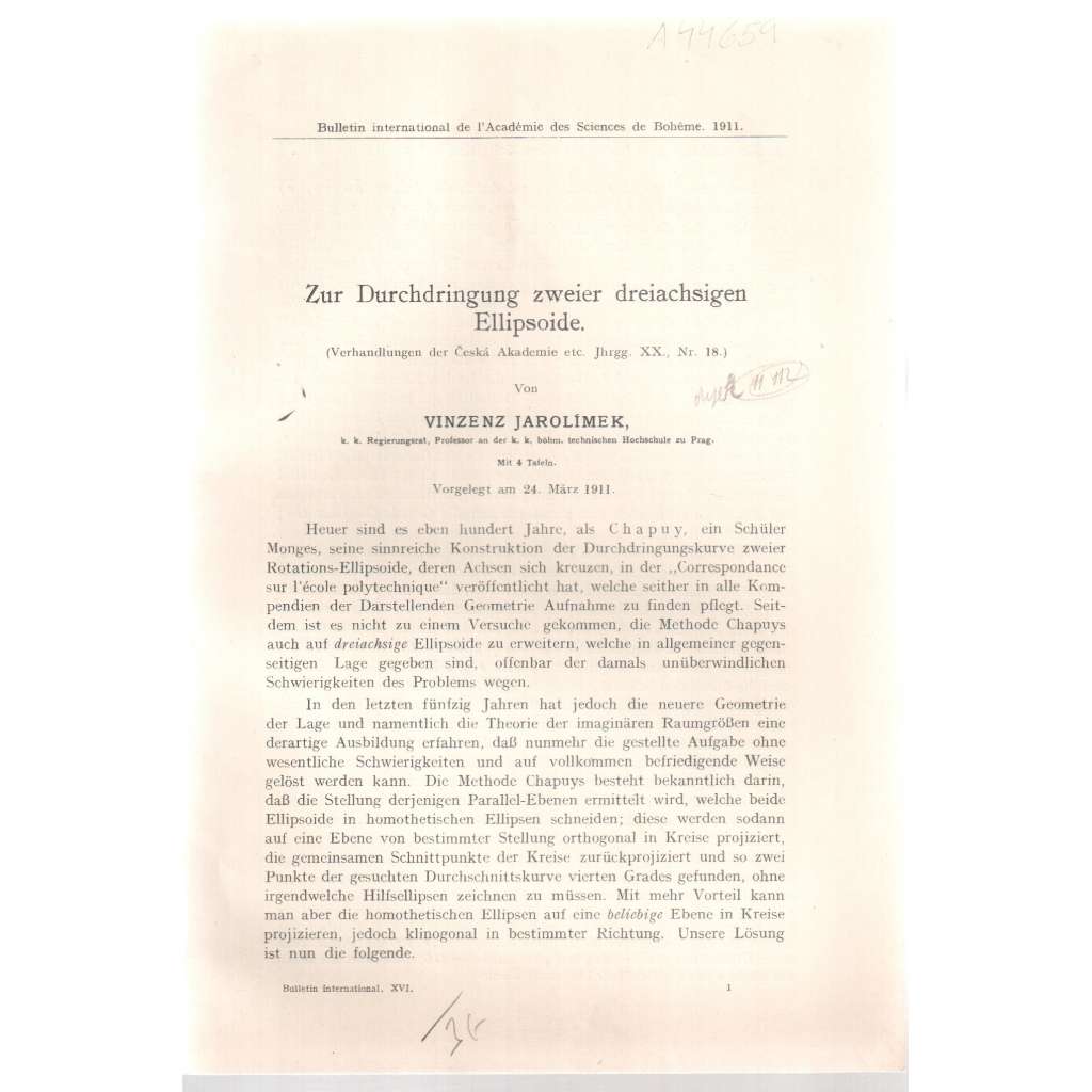 Zur Durchdringung zweier dreiachsigen Ellipsoide [matematika, elipsoid]