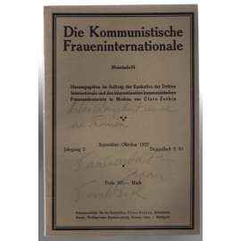 Die Kommunistische Fraueninternationale; Jahrgang 2, September/Oktober 1922, Doppelheft 9/10 [Komunist.internacionála žen]