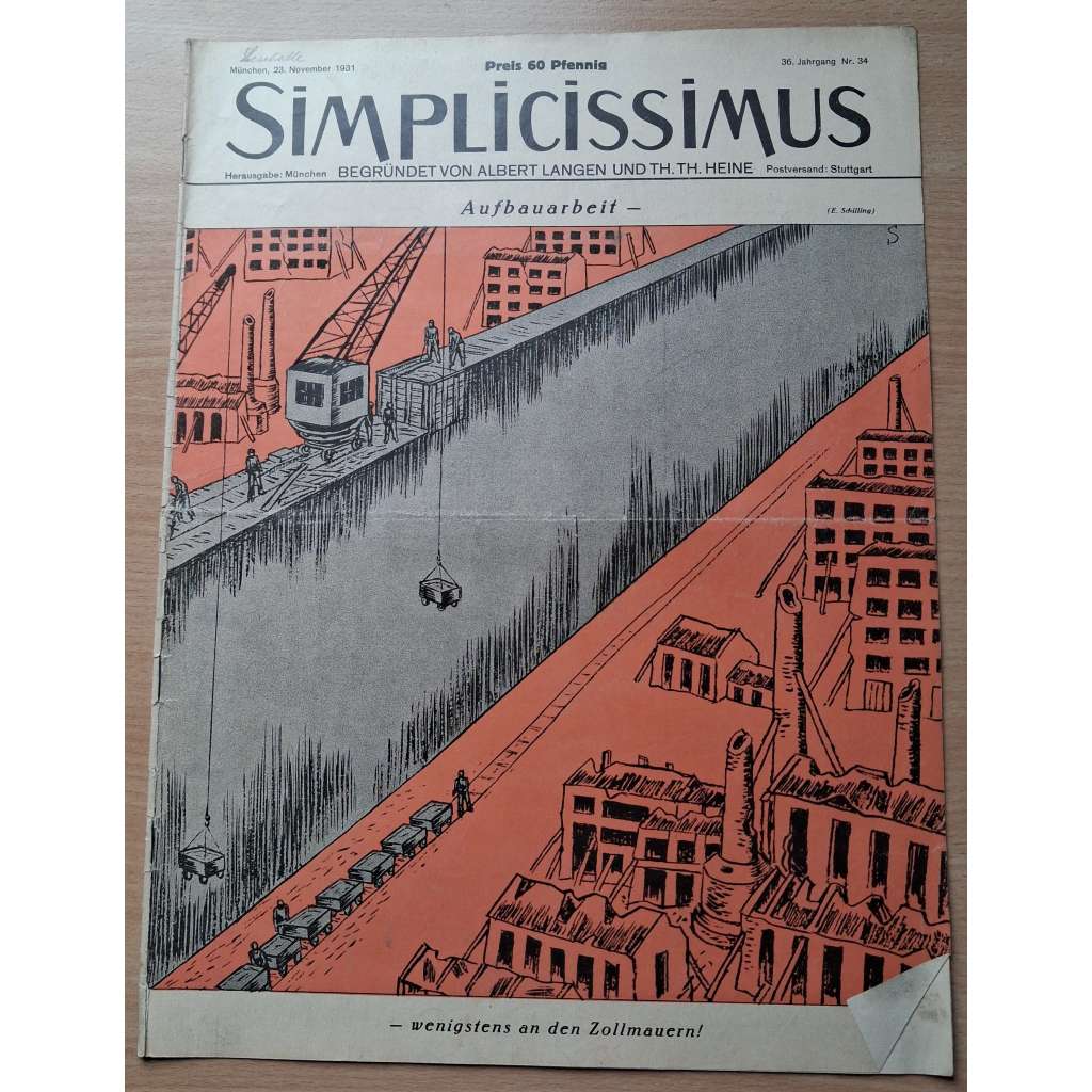 Simplicissimus; 36. Jahrgang, Nr. 34, 23. November 1931 [německý satirický týdeník]
