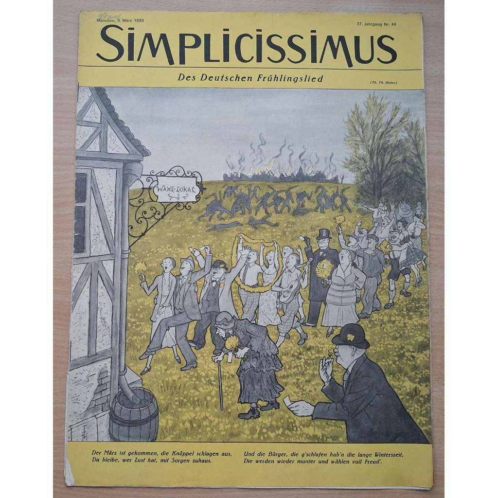 Simplicissimus; 37. Jahrgang, Nr. 49, 5. März 1933 [německý satirický týdeník]