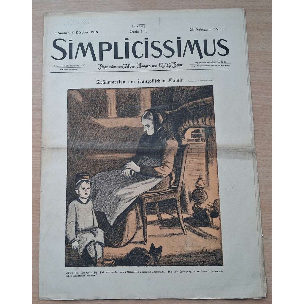 Simplicissimus; 23. Jahrgang, Nr. 28, 8. Oktober 1918 [německý satirický týdeník]