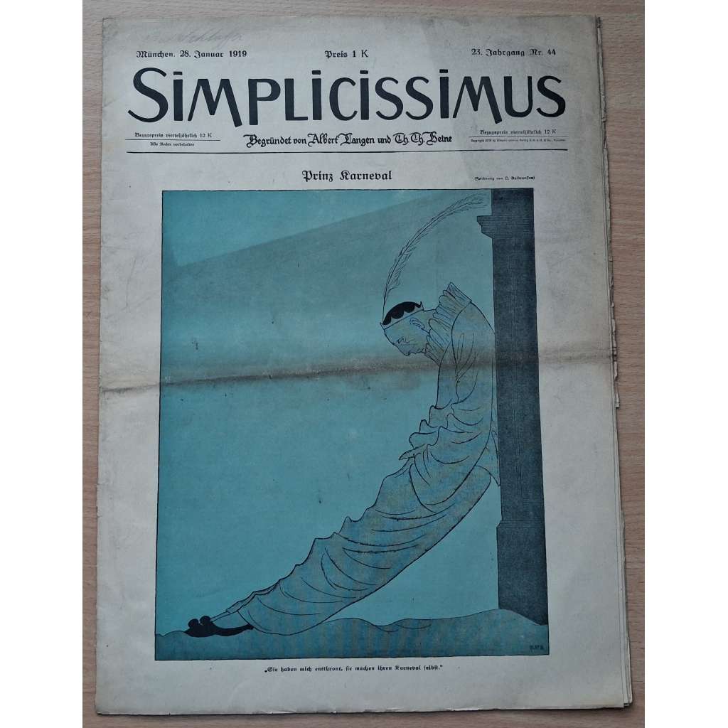 Simplicissimus; 23. Jahrgang, Nr. 44, 28. Januar 1919 [německý satirický týdeník]