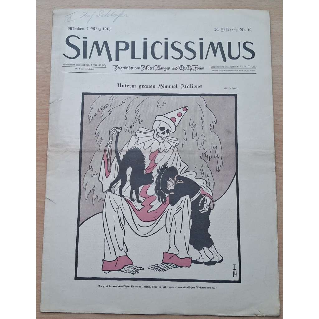 Simplicissimus; 20. Jahrgang, Nr. 49, 7. März 1916 [německý satirický týdeník]