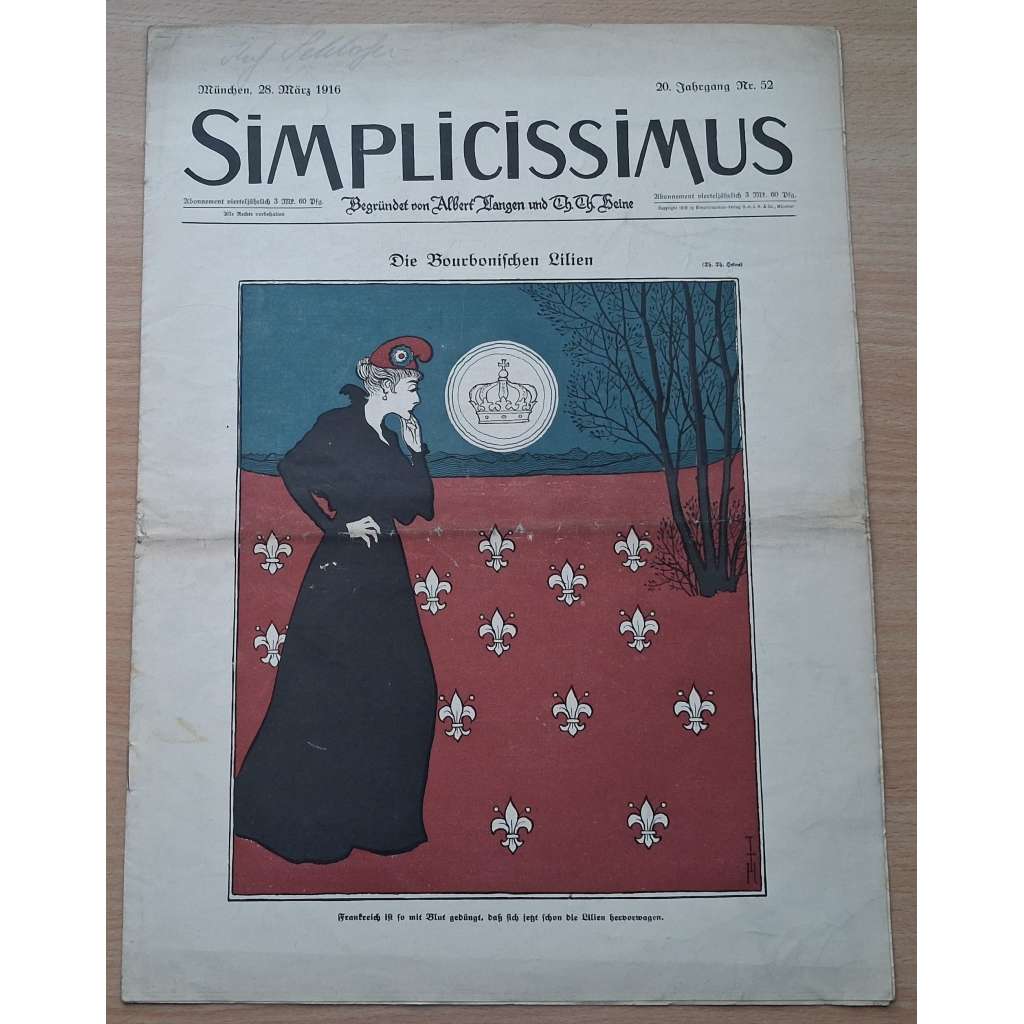 Simplicissimus; 20. Jahrgang, Nr. 52, 28. März 1916 [německý satirický týdeník]