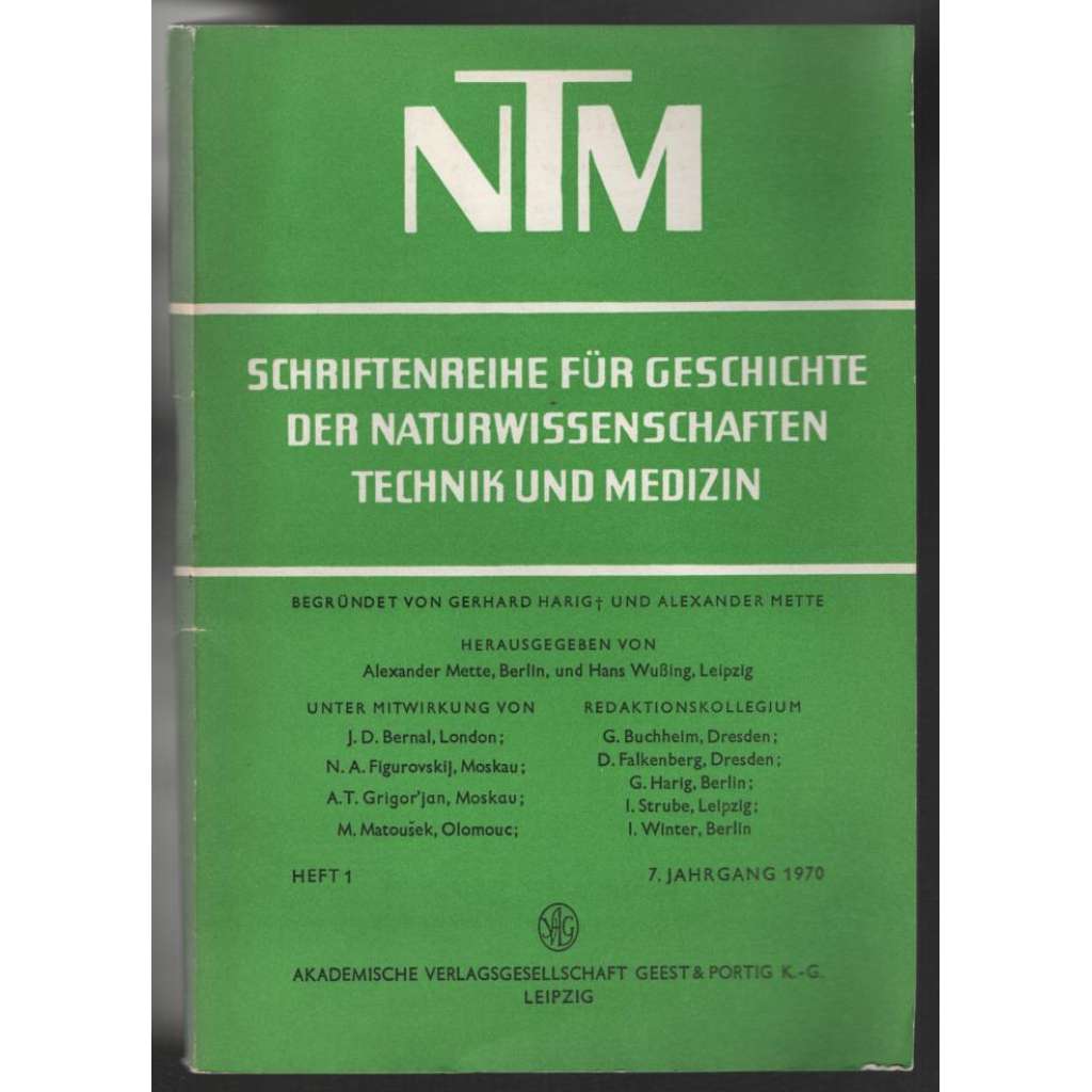 NTM. Schriftenreihe für Geschichte der Naturwissenschaften, Technik und Medizin; 7. Jahrg. 1970, Heft 1 [vědecký časopis NDR]