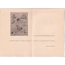 Sedící hoch s plachetnicí suchá jehla František Tichý (1896-1961)