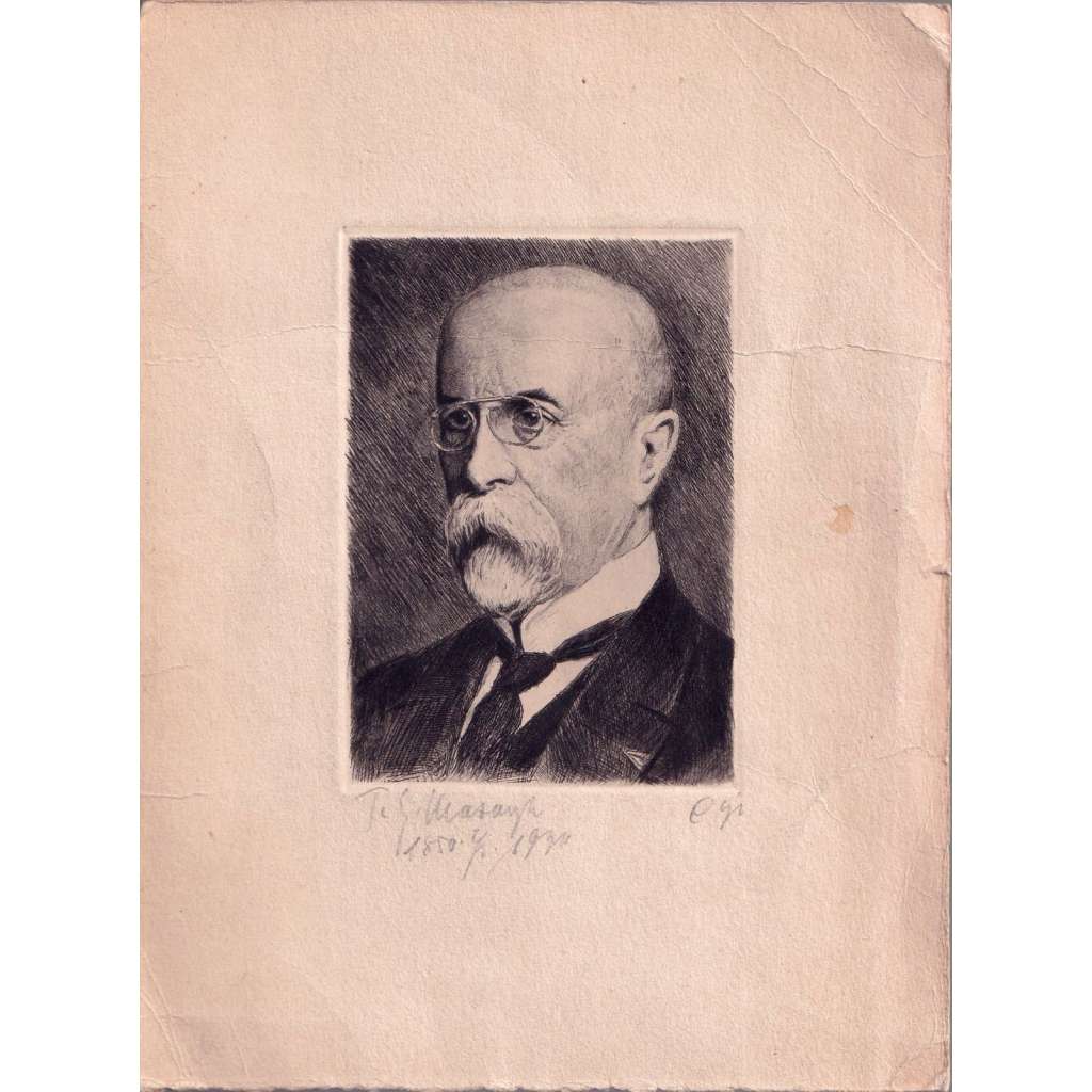 Portrét prezident Tomáš Garrigue Masaryk TGM lept , J. Cízl