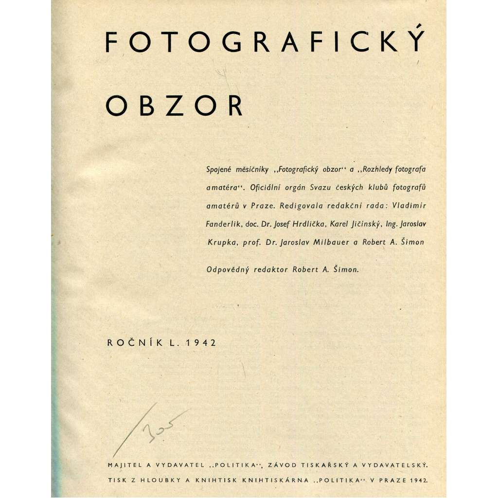 Fotografický obzor 1942, roč. L. (umělecká fotografie, Hájek, Svojanovský)