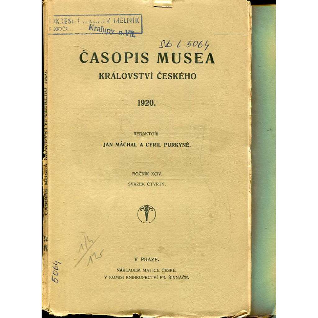 Časopis Musea království Českého, 1920
