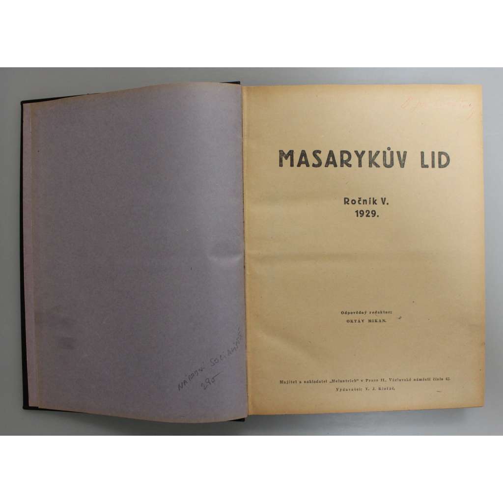 Masarykův lid, ročník V. 1929 (časopis, noviny, národní socialisté, první republika, mj. Charlie Chaplin)