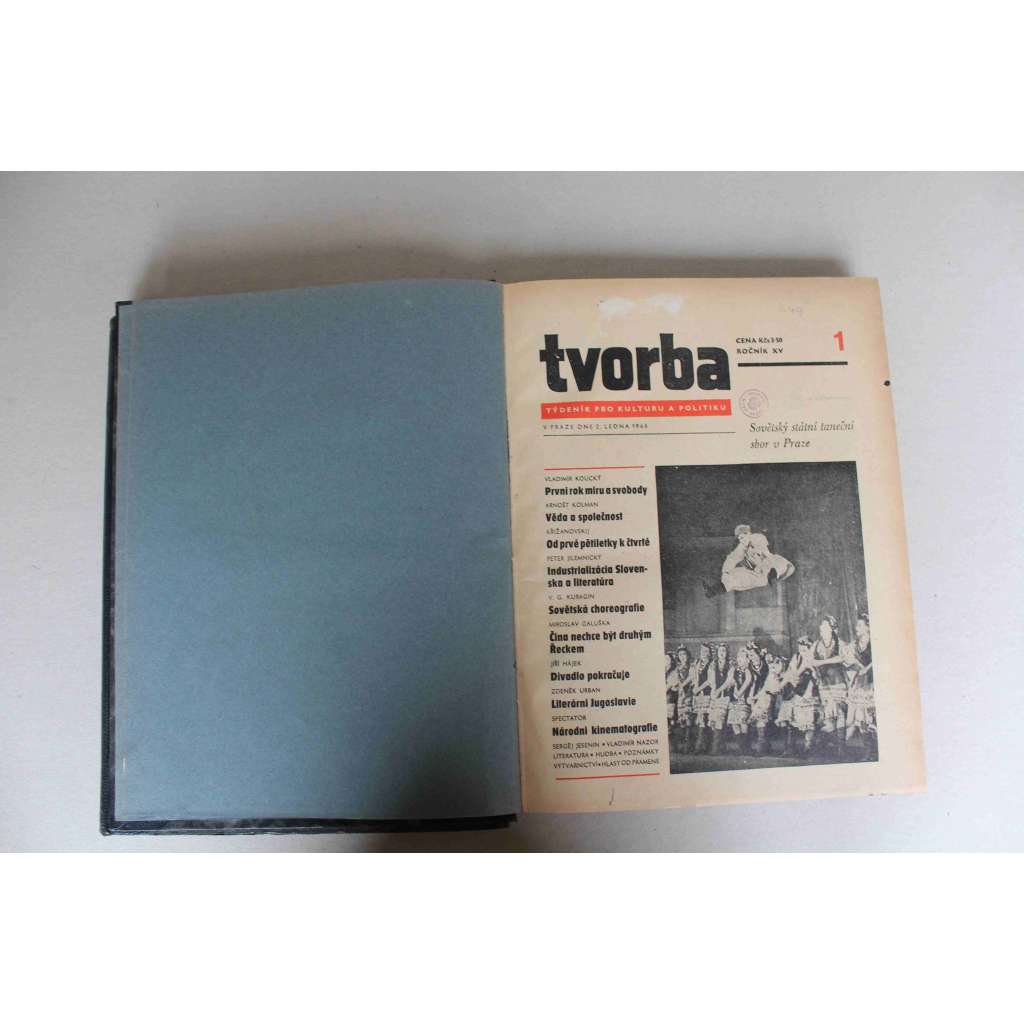 Tvorba. Týdeník pro kulturu a politiku, ročník XV 1946 (časopis, komunismus, mj. Lenin a český národ, Ota Šik - Dělníci a střední vrstvy, Úřednická dvouletka, Existencialismus, Marx a Hegel, Picassovy politické obrazy, František Kupka)