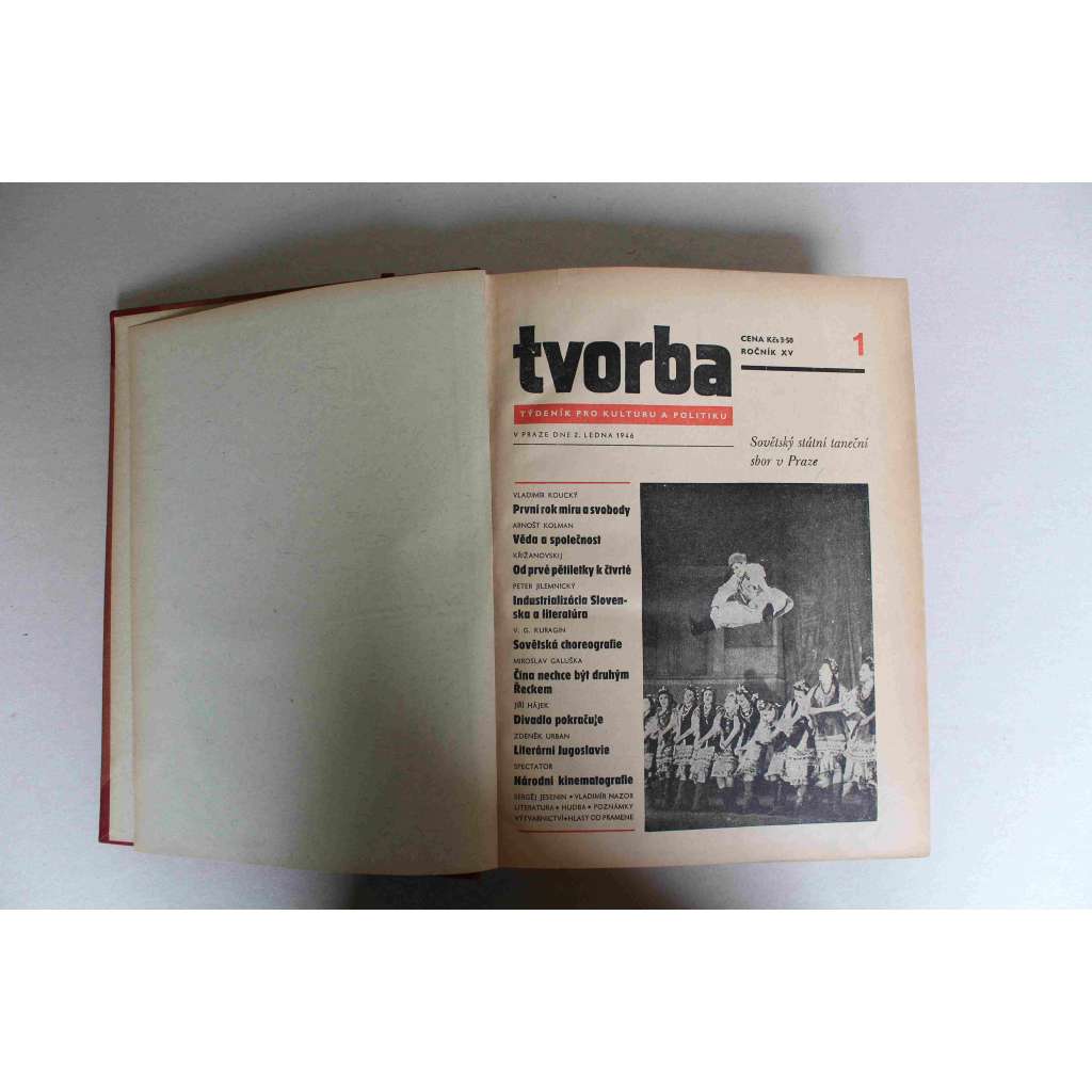 Tvorba. Týdeník pro kulturu a politiku, ročník XV 1946 (časopis, komunismus, mj. Lenin a český národ, Ota Šik - Dělníci a střední vrstvy, Úřednická dvouletka, Existencialismus, Marx a Hegel, Picassovy politické obrazy, František Kupka)