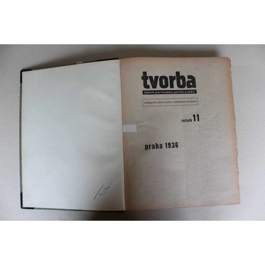 Tvorba. Týdeník pro literaturu, politiku a umění, ročník 11, 1936 (časopis, první republika, komunismus, mj. K. Teige - Čin Romaina Rollanda; E. F. Burian - Lazebník sevillský; Lidové umění na Ukrajině, K. Čapek - příklad celého muže)