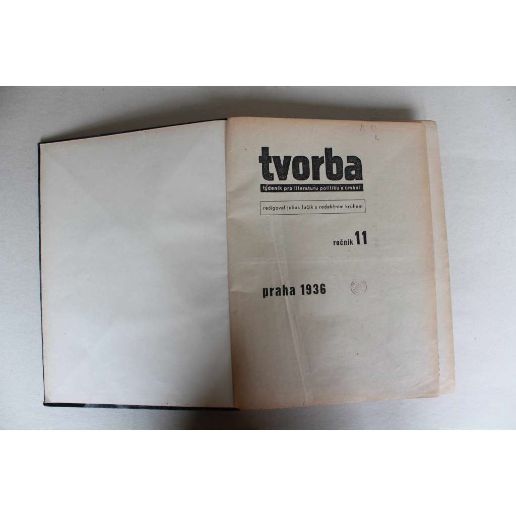 Tvorba. Týdeník pro literaturu, politiku a umění, ročník 11, 1936 (časopis, první republika, komunismus, mj. K. Teige - Čin Romaina Rollanda; E. F. Burian - Lazebník sevillský; Lidové umění na Ukrajině, K. Čapek - příklad celého muže)