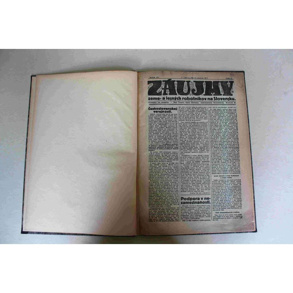 Záujmy zeme- a lesných robotníkov na Slovensku 1927, ročník VII. (noviny, první republika, Slovensko, zemědělství, lesnictví)