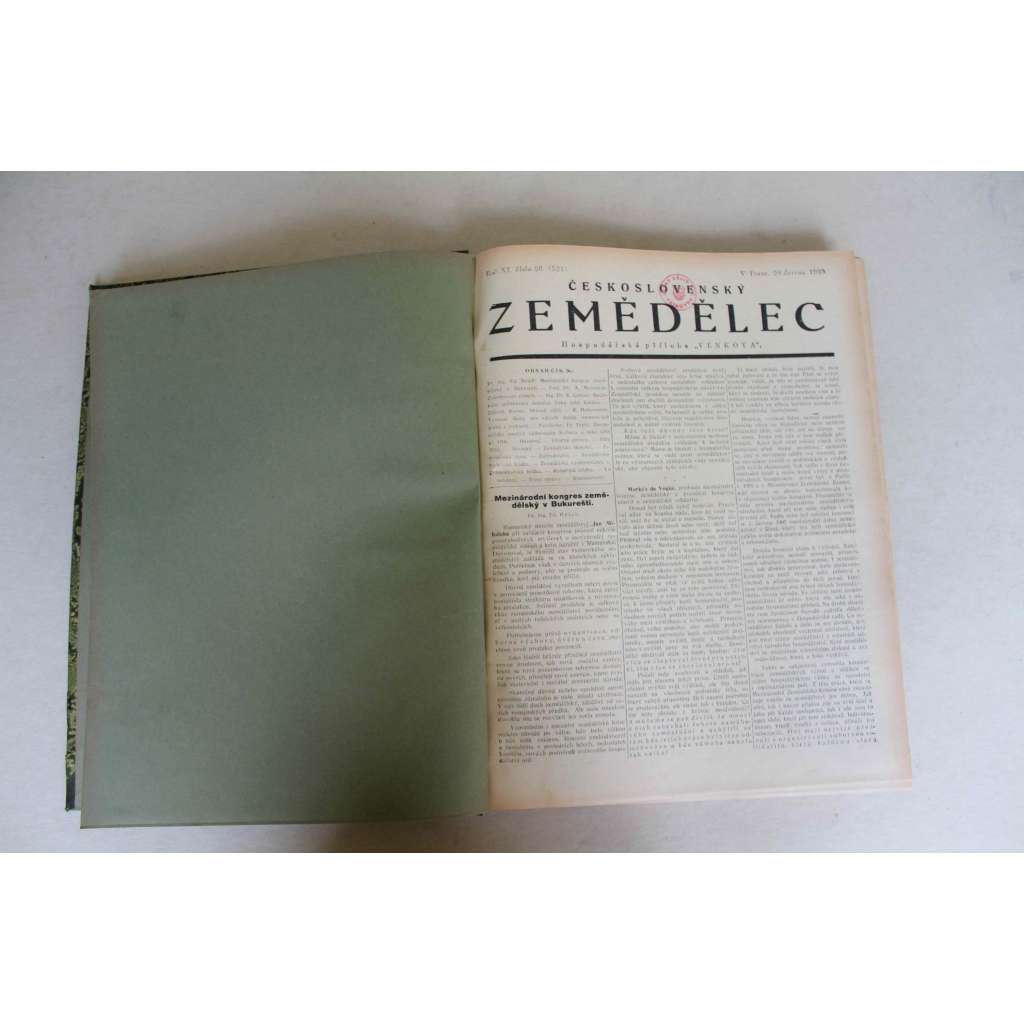 Československý zemědělec. Hospodářská příloha "Venkova" 1929, roč. XI (noviny, zemědělství, první republika, mj. Mělník - ovocnářská škola, Hospodářská výstava v Praze, sklízecí stroj; reklama Baťa, Fiat)