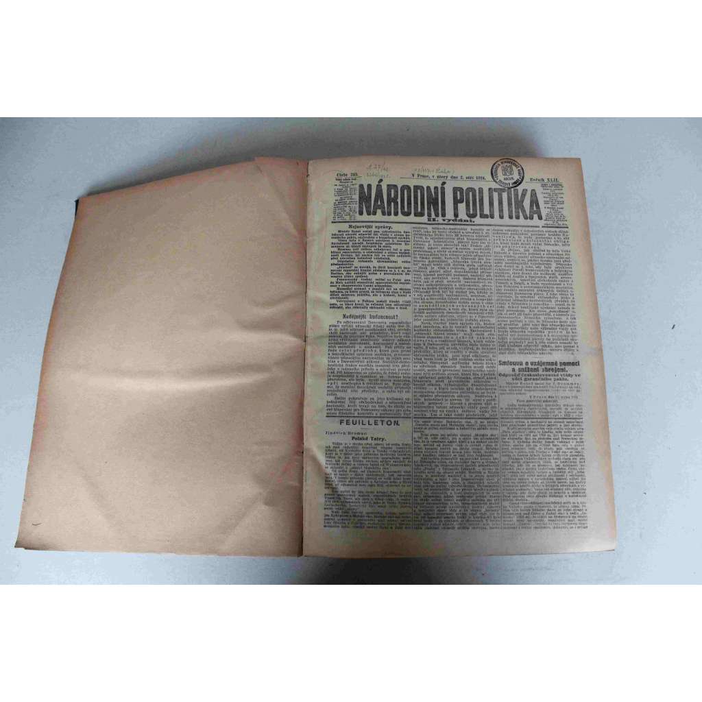 Národní politika 1924 ročník XLII (září, říjen) [noviny, deník, první republika, mj. Něco z Paříže, My a Němci, Mussolini, K německo-brodským slavnostem Havlíčkovým, Protisovětské hnutí v Zakavkazsku, inzerce]