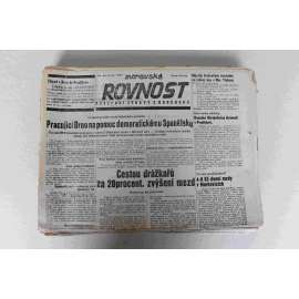 Moravská rovnost. Poslední zprávy z brněnska 1935-1938 (konvolut) (noviny, komunismus, deník, první republika, Brno, Morava, mj. Válka ve Španělsku)