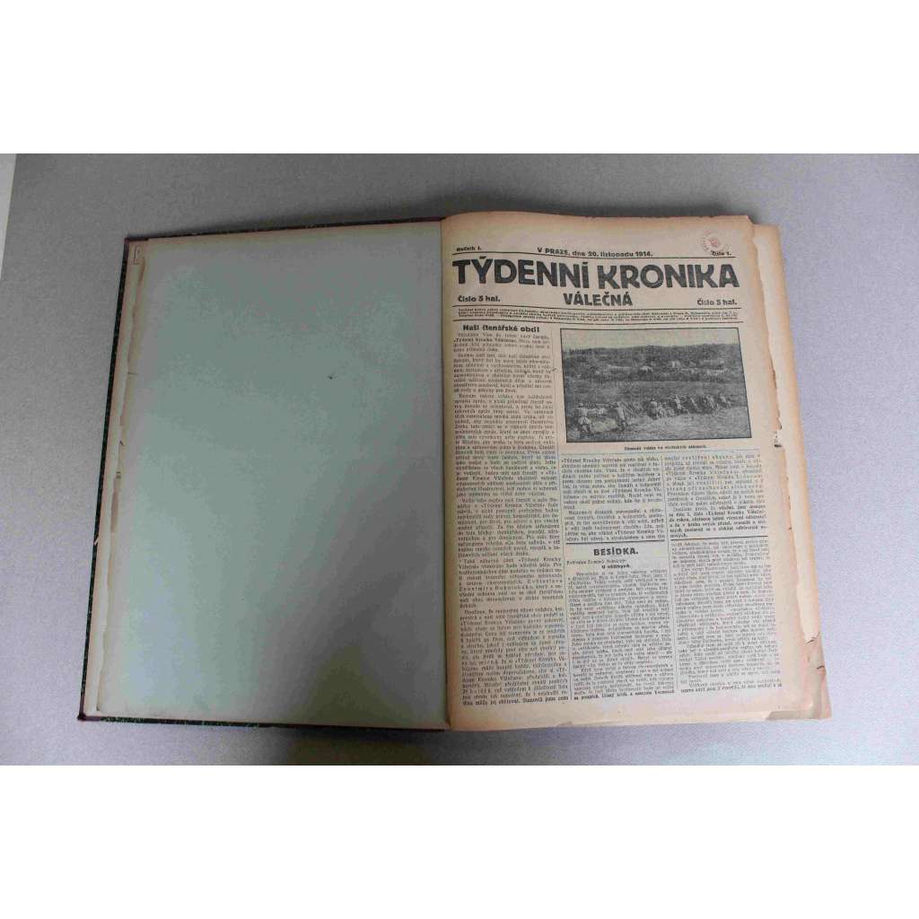 Týdenní kronika válečná 1914-1915 (noviny, týdeník, první světová válka, mj. Vánoce v poli, Boje v Karpatech, Boje s Angličany, Halič - Polsko, Dardanely, Císařský zámek Miramare Terst)