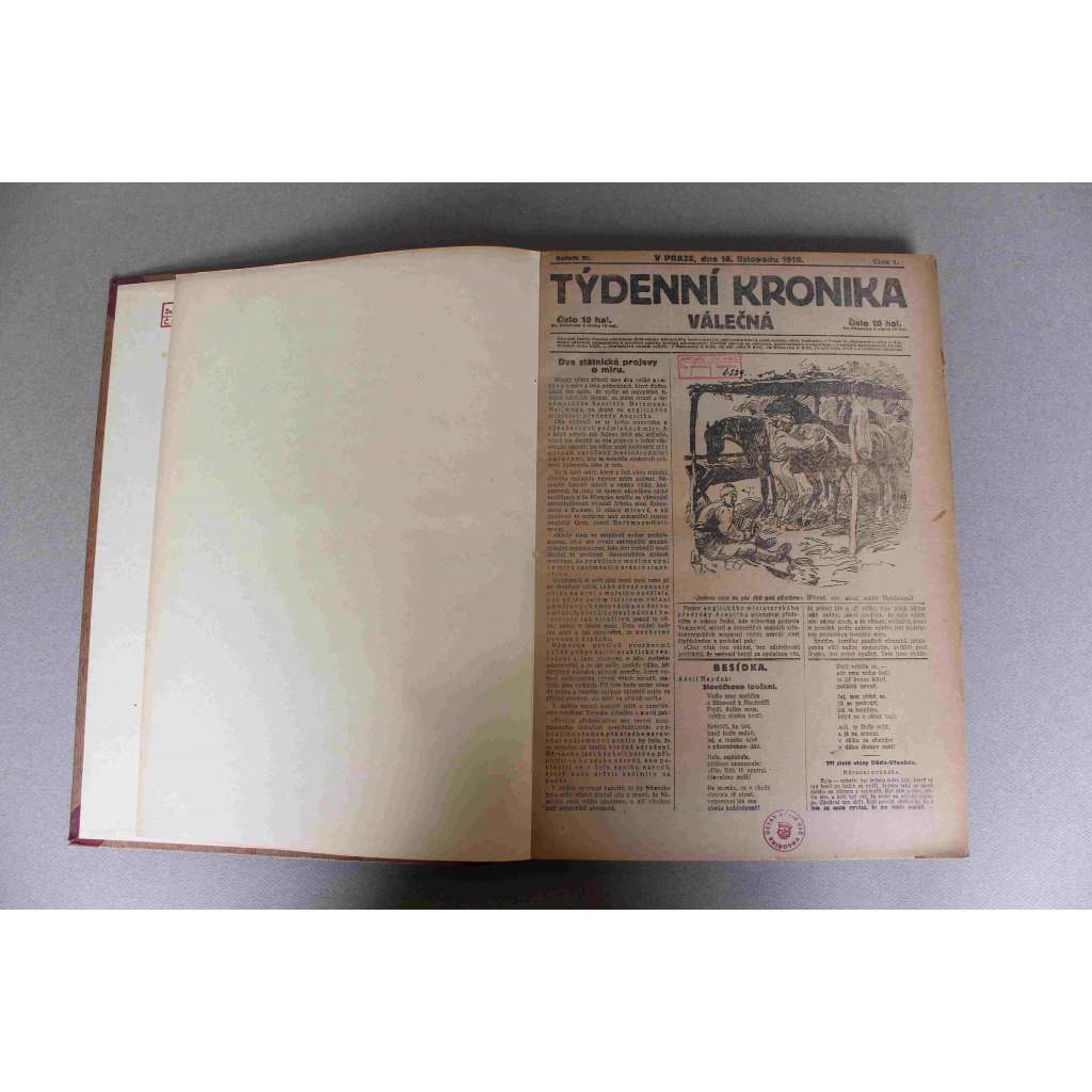 Týdenní kronika válečná 1916-1917 (noviny, týdeník, první světová válka, mj. Úmrtí František Josef, Nový císař - Karel I., Krutý boj až do konce, Ponorková válka, Halič)