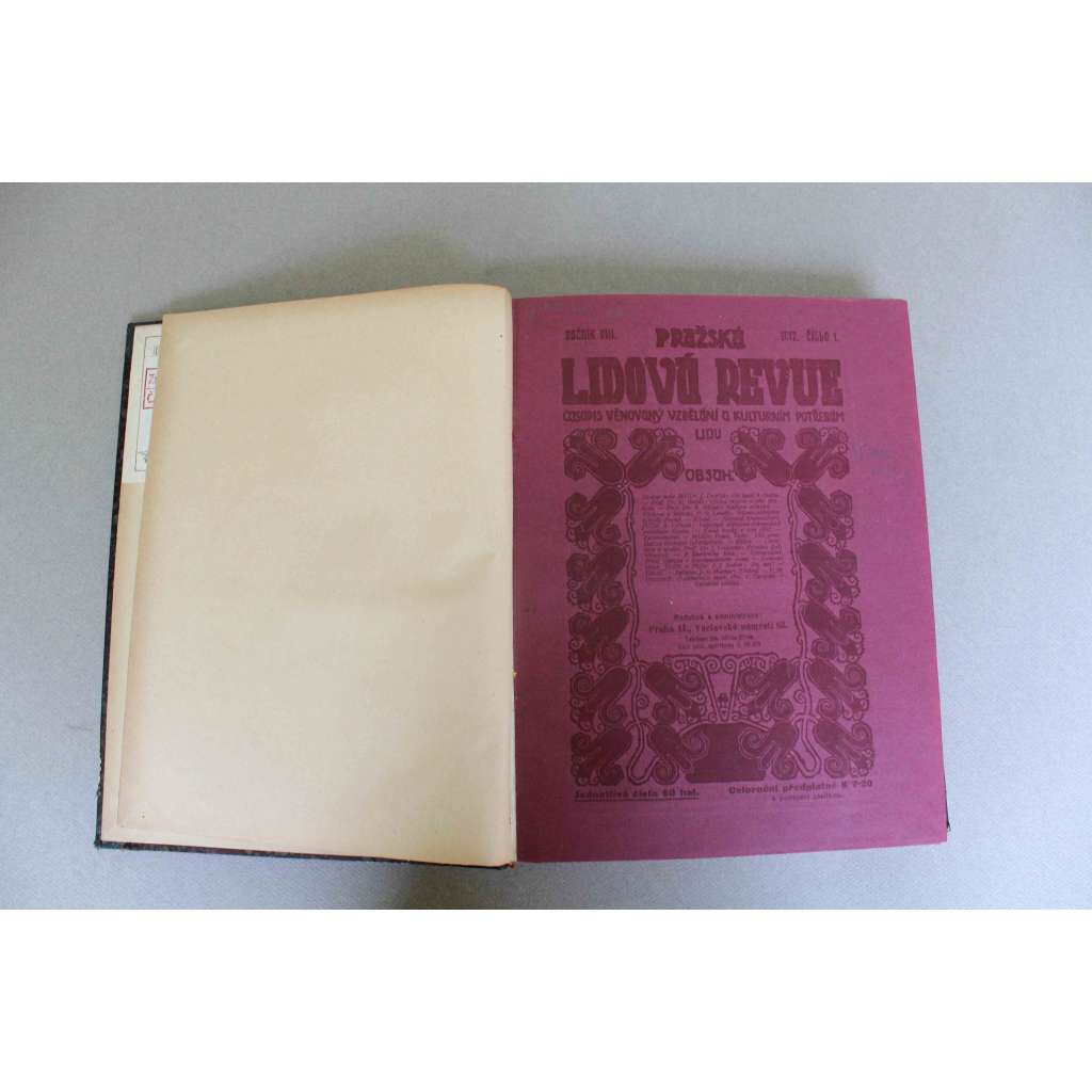 Pražská lidová revue 1912, roč. VIII. (časopis, měsíčník, kultura, beletrie, literatura, divadlo mj. Kultura orchideí, Pražské sady a ptactvo, K válce na Balkáně, Dubrovník - perla Dalmácie, Turnovsko a český ráj po stránce turistické)