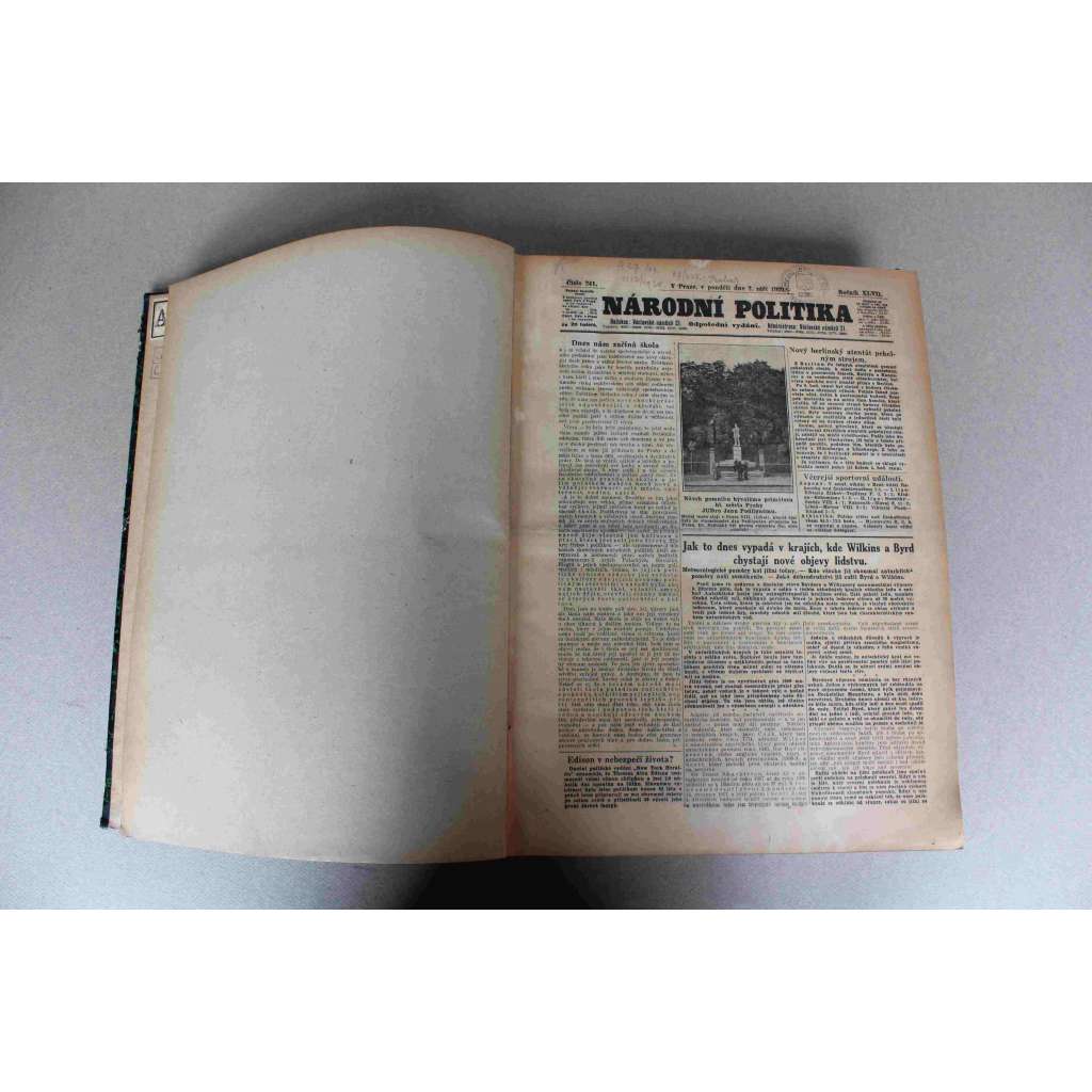 Národní politika 1929 ročník XLVII (září-prosinec) [noviny, odpolední vydání, první republika, mj. Edison velice vážně ochuravěl, Emerich Rath, Praha ve dnech svatováclavských oslav, Naše Podkarpatská rus, Ruské korunní klenoty na prodej)
