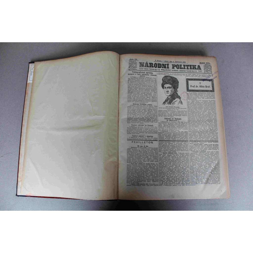 Národní politika 1912 [2] ročník XXX (červenec-prosinec) [noviny, odpolední vydání, Rakousko Uhersko, mj. Jean J. Rousseau, Woodrow Wilson, Schůzka cara Mikuláše s císařem Vilémem, Severočeská výstava v Mladé Boleslavi, Balkánská válka)