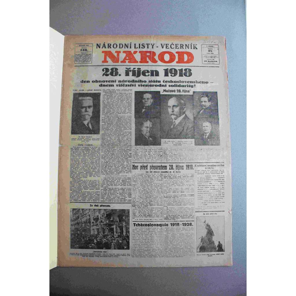 Národní listy  - Večerník 1928, č. 248, 27.10. (noviny, první republika, 28. říjen 1918 - vznik Československa, Rašín, Švehla, Kramář, Stříbrný, Deset let hlavního města Prahy)