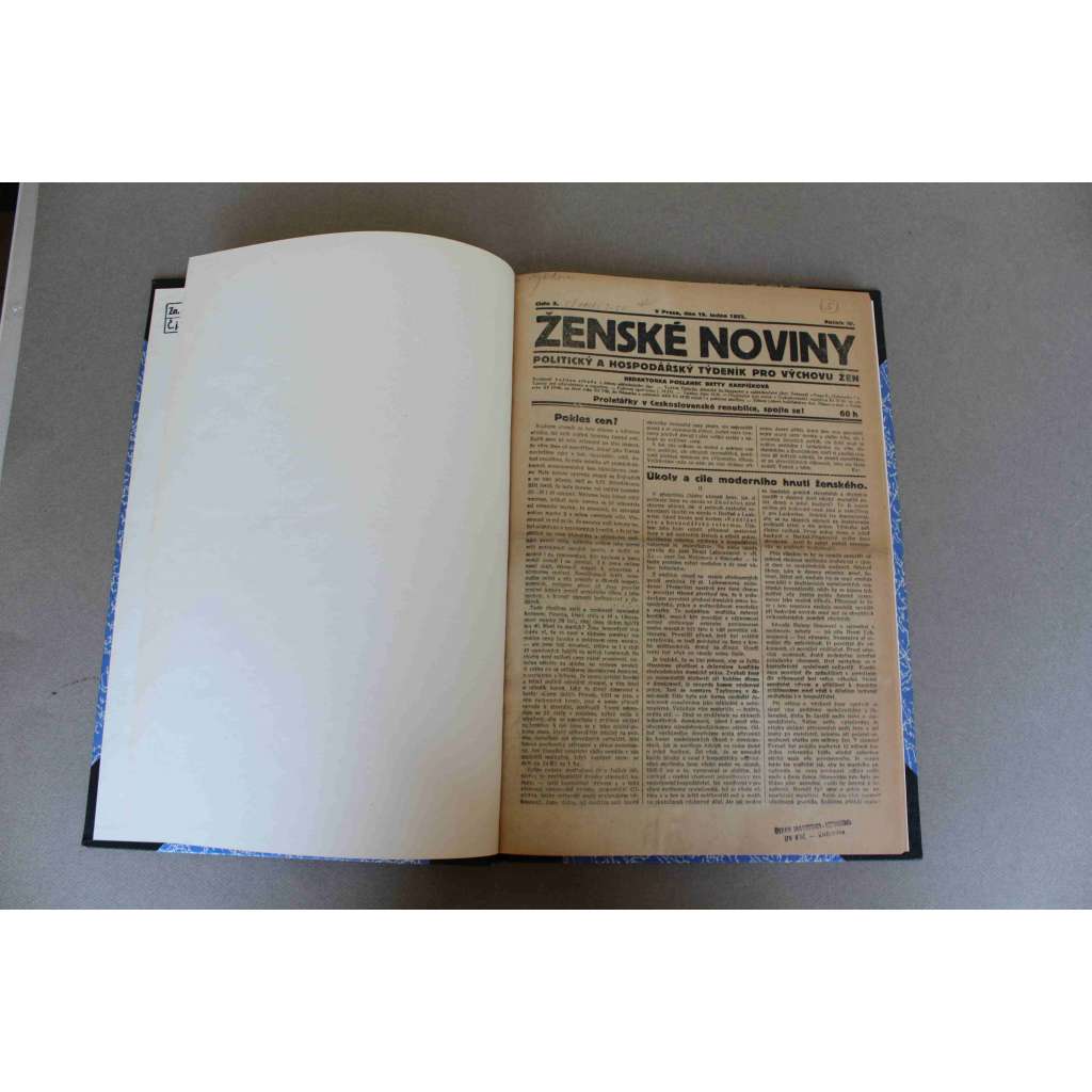 Ženské noviny. Politický a hospodářský týdeník pro výchovu žen 1922, roč. IV. (noviny, týdeník, první republika, mj. Lukrezia Borgia, Pout do Canosy, Proti drahotě, Otázka mateřských škol)