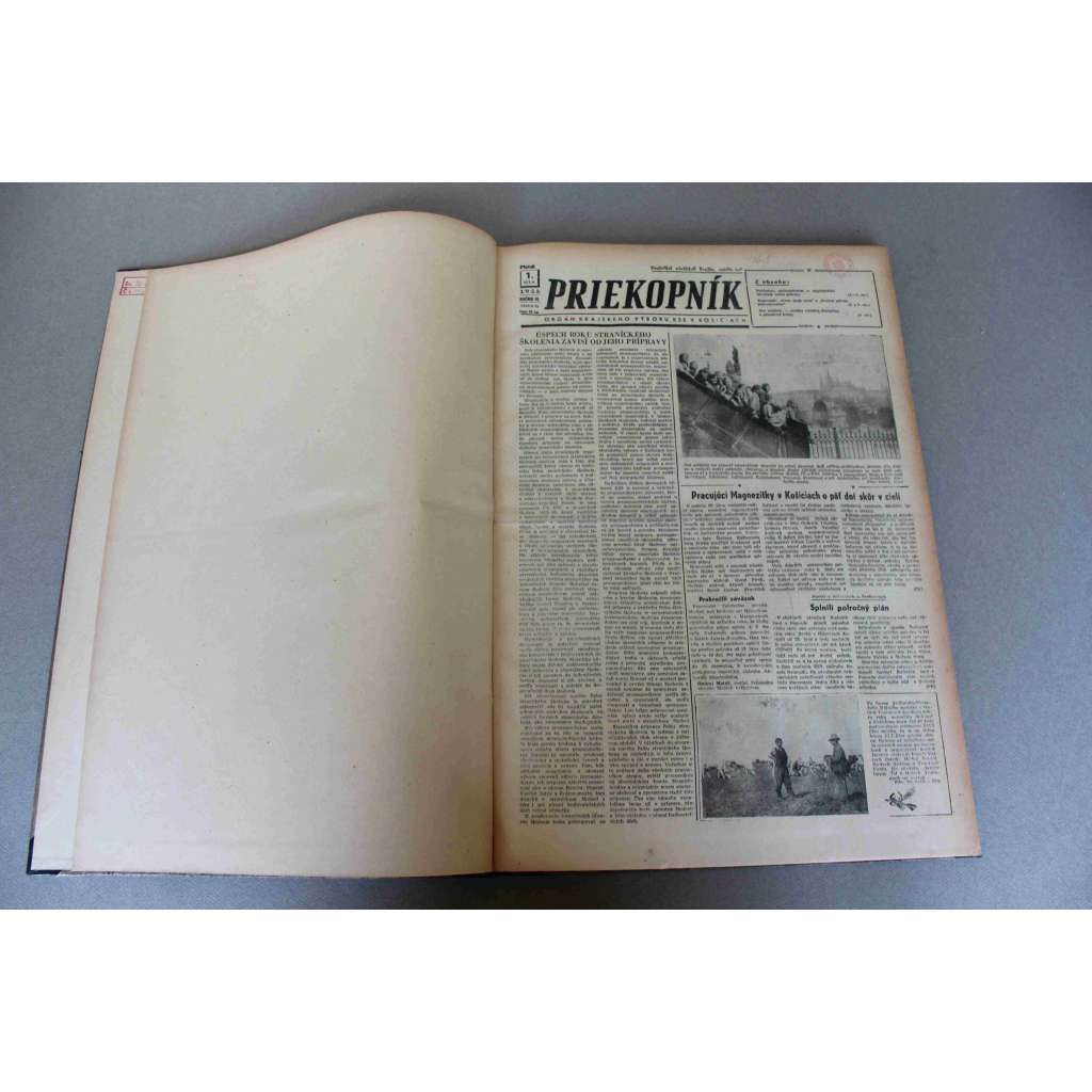 Priekopník. Týždenník krajského výboru KSS v Košiciach 1955, roč. IV. (noviny, týdeník, komunismus, Košice, mj. Košice obliekajú nové rúcho, Deň baníkov, Vyhnat kulakov z hrabušického družstva)