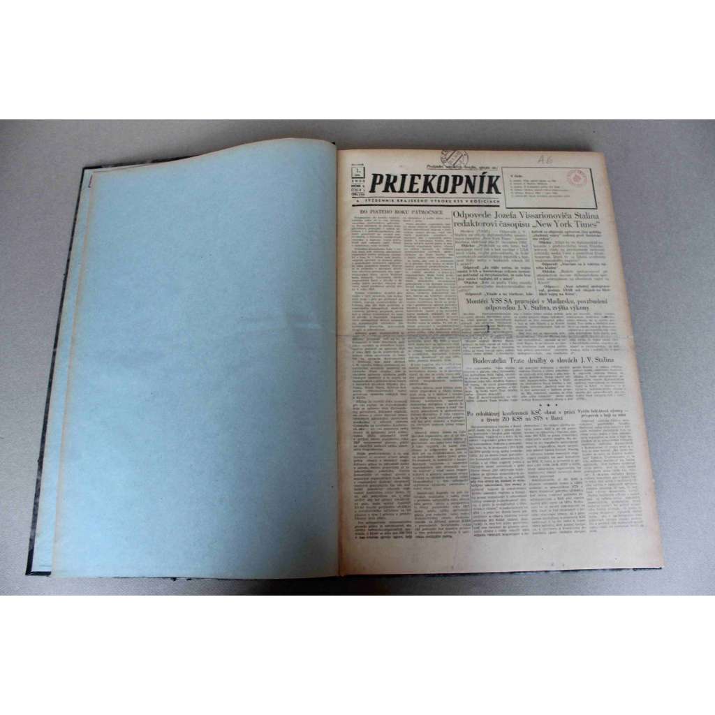Priekopník. Týždenník krajského výboru KSS v Košiciach 1953, roč. II (noviny, týdeník, komunismus, Košice, mj. Zdravica KV KSS súdruhovi Nejedlému k 75 narodeninám, Pod zástavou komunizku - Julius Fučík, J. V. Stalin - úmrtí, K. Gottwald - úmrtí)