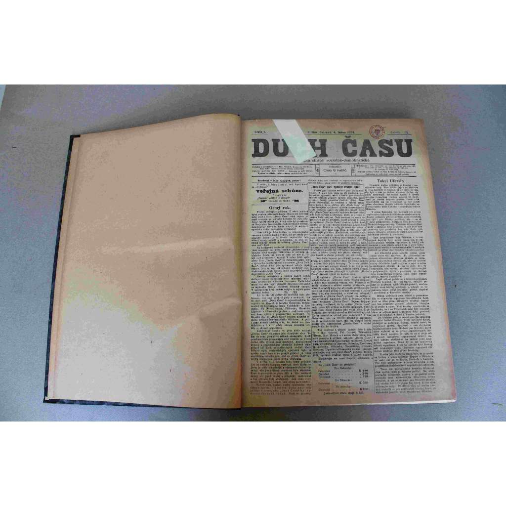 Duch Času. Orgán strany sociálně-demokratické 1906, roč. VIII. (noviny, Sociální demokracie, mj, Revoluce v Rusku, Boj o náboženství, Volba v Mor. Ostravě, Ke Kupkově výstavě, Mzdové hnutí horníků na Ostravsku -Karvinsku)