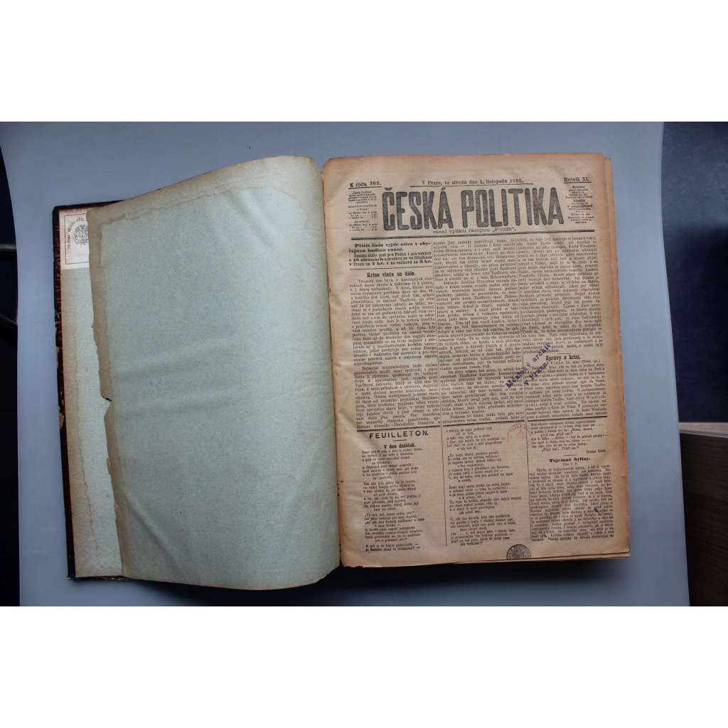 Česká politika/Národní politika 1893, roč. XI (listopad - prosinec) (noviny, deník, Rakousko Uhersko, mj. Ministerská krise ve Vídni, Všeobecná zemská výstava ve Lvově, Národnost a svoboda, Vánoce 1893)