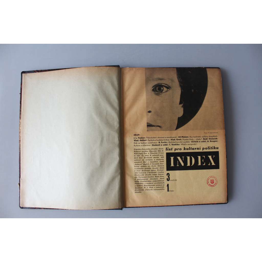 Index 1931, roč. 3 (časopis, avantgarda, mj. Adolf Loos, Baťův mrakodrap v Brně, J. Hora - O proletářské literatuře; Z. Rossmann - Dessavský Bauhaus; foto Funke, Wiškovský)