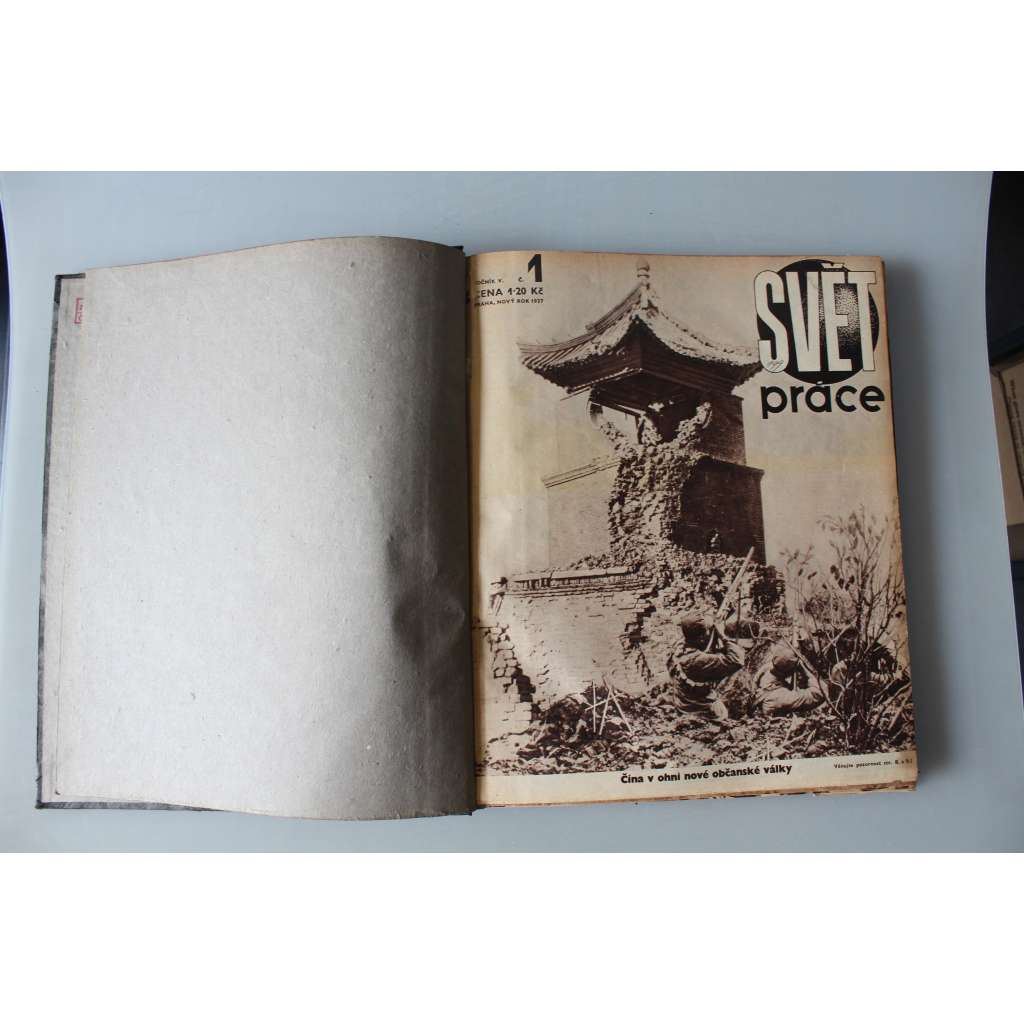 Svět práce 1937, roč. V. (časopis, čtrnáctideník, mj. Rub a Líc [Voskovec-Werich], 10 obrázků ze Španělska, Puškin, Konec samoděržaví, Oslavy XX. let SSSR)