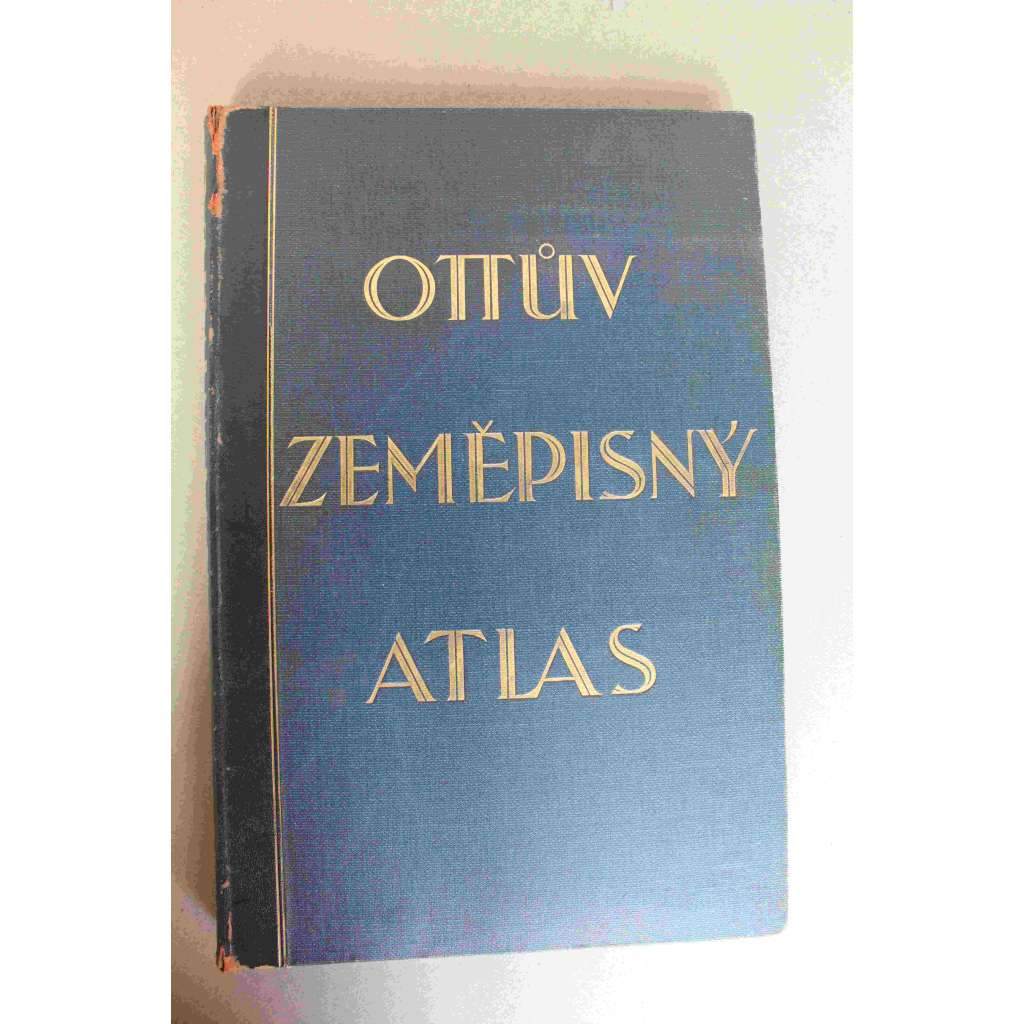 Ottův zeměpisný atlas se 44 hlavními a 99 vedlejšími mapami na 40 listech a s ukazatelem jmenným (zeměpis, geografie. mapy, Evropa, Asie, Afrika, Amerika, Austrálie; polokožená vazba - vazba kůže)