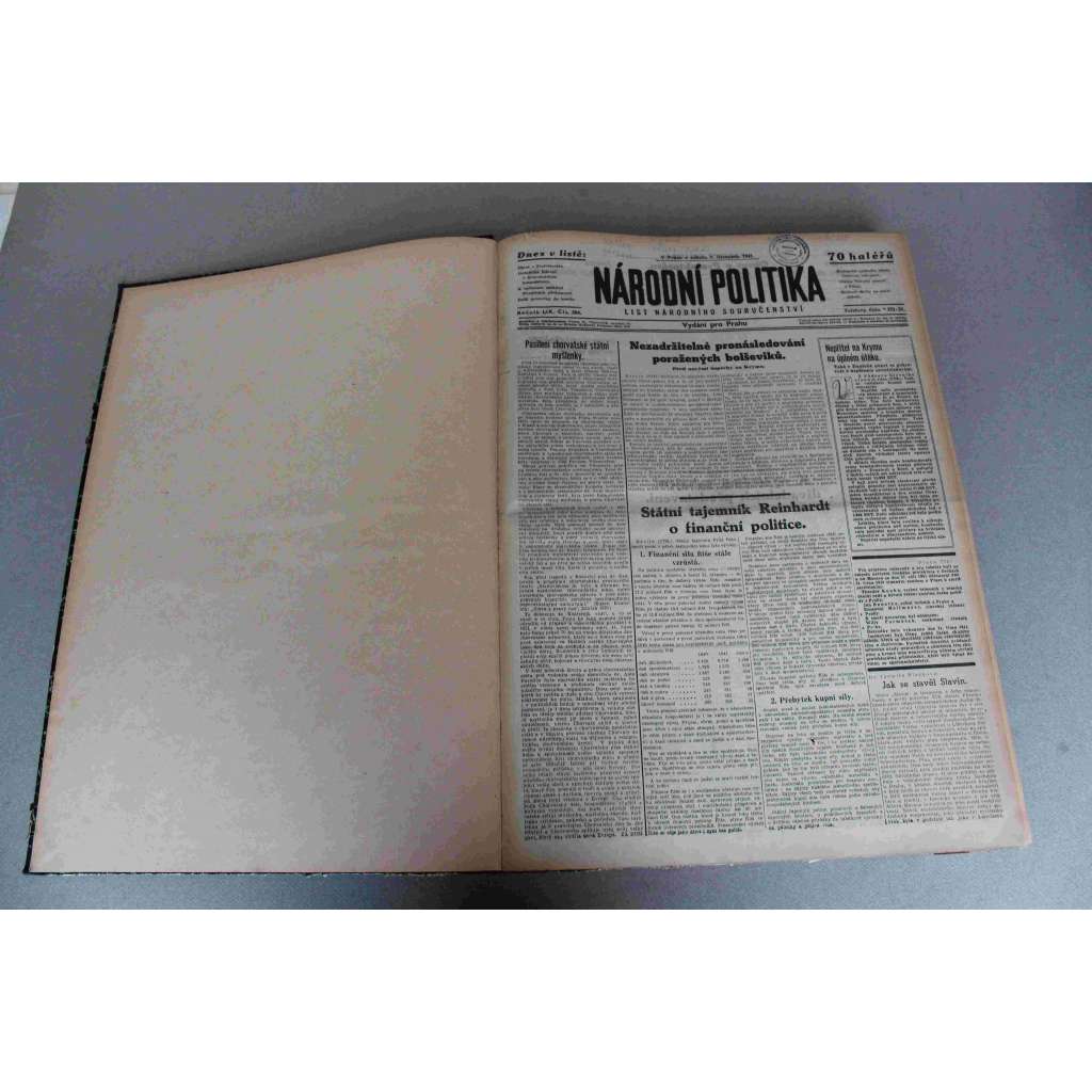 Národní politika 1941, roč. LIX (listopad-prosinec) (noviny, deník, protektorát, druhá světová válka, mj. Hlavní město Krymu, Simferopol, dobyto; Je válka v Tichém oceáně neodvratná?, Vůdcova řeč v Mnichově [Hitler], Emil Hácha)