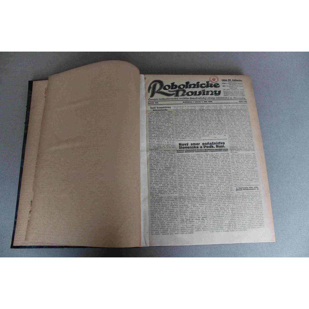 Robotnícke noviny 1924, roč. XXI (červenec-září) (noviny, deník, první republika, Slovensko, mj. Po stopách Zižkových, Pred Londýnskou konferenciou, KOnferencia Malej Dohody, Pomery na Podkarpatskej Rusi)