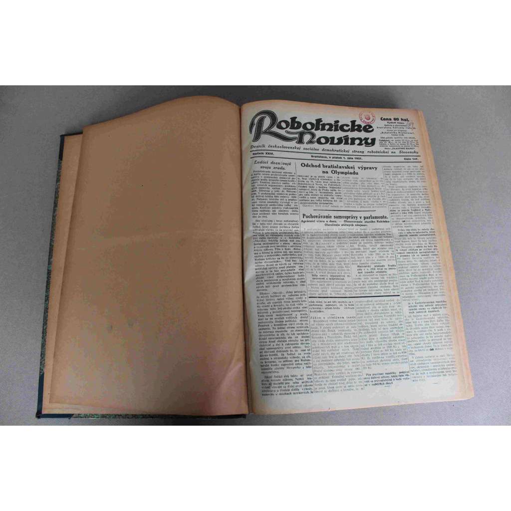 Robotnické noviny 1927, roč. XXIV. (červenec-prosinec) (noviny, deník, první republika, Slovensko, mj. Zborovské oslavy, Robotnícka Olympiada, Hlinkiáda, Bratislavský prejav, ludáci a Tukovci, Trocky, Zinovjev, Kamenev vylúčení z KSSS)