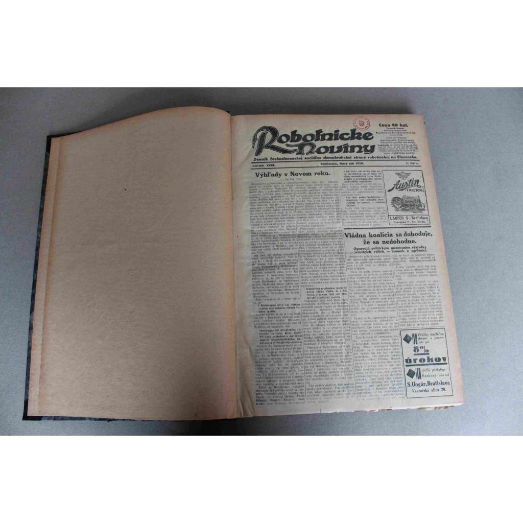 Robotnické noviny 1929, roč. XXVI. (leden-březen) (noviny, deník, první republika, Slovensko, mj. Oslava desiateho výročia obsadenia Košic, Tuka - proces, vazba; Bolševici na ochranu Tukovu, Hlinka kombinuje státnicky, Slovensko pod snehom) Robotnické noviny 1929, roč. XXVI. (leden-březen) (noviny, deník, první republika, Slovensko, mj. Oslava desiateho výročia obsadenia Košic, Tuka - proces, vazba; Bolševici na ochranu Tukovu, Hlinka kombinuje státnicky, Slovensko pod snehom)