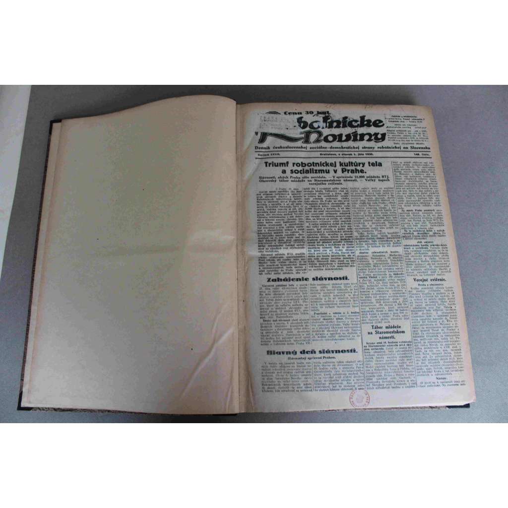 Robotnické noviny 1930, roč. XXVII. (červenec-září) (noviny, deník, první republika, Slovensko, mj. Jubilejné slávnosti RTJ v Žilině, Nobile letí v Zeppelinu na sever, Englišove daňové lakte, Pán prezident v Topolčiankách) Robotnické noviny 1930, roč. XXVII. (červenec-září) (noviny, deník, první republika, Slovensko, mj. Jubilejné slávnosti RTJ v Žilině, Nobile letí v Zeppelinu na sever, Englišove daňové lakte, Pán prezident v Topolčiankách)