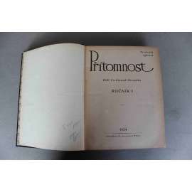 Přítomnost 1924, roč. I. (časopis, týdeník, první republika, mj. F. Peroutka - Lenin, Zboševisování bolševismu; K. Čapek - O české kuchyni; J. Čapek - Čapek o Josefovi, T. Mann - Co jsem poznal z okultismu)
