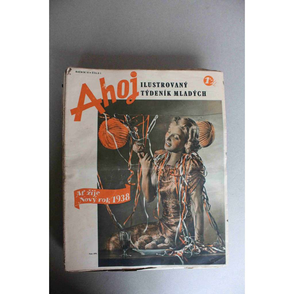 Ahoj. Ilustrovaný týdeník mladých 1938, roč. VI. (časopis, film, beletrie, kultura, mj. Ve víru velkoměsta, Car Petr veliký, Píseň ostrovů, Arséne Lupin, Tajemný Tibet, Ducháček to zařídí)HOL