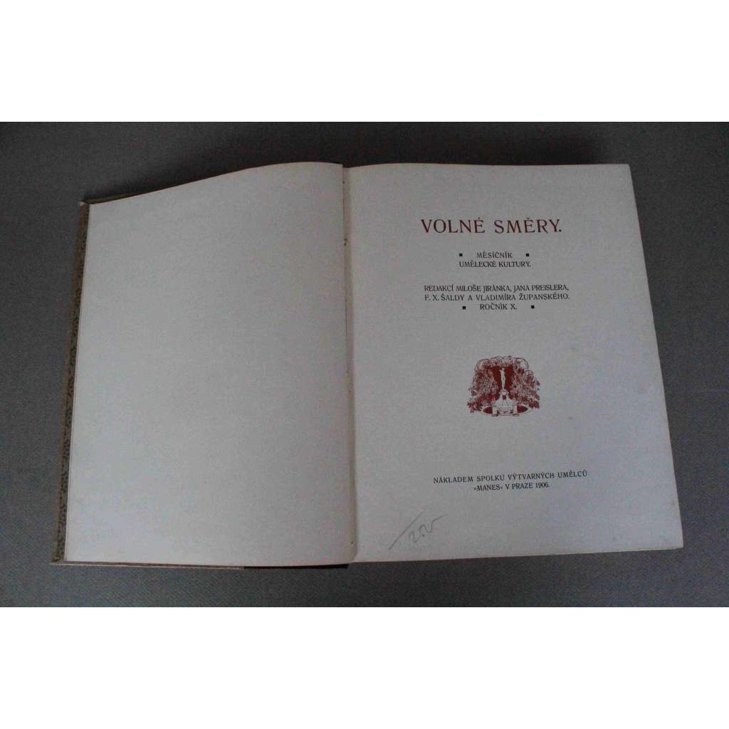 Volné směry 1906, roč. X. (časopis, malířství, sochařství, architektura, mj. O. Březina - Zrcadlení v hloubce; P. Gauguin - Z listů a poznámek; J. M. Grafe - Hogarth, Nacionalismus; F. X. Šalda - H. Ibsen, Rembrandt a FRomentin; Paul Gauguin)